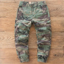 Cotton Camouflage Vintage Overalls Autumn Mens Slim Fitting 3D Leg Track Camouflage Homme Militaire Cargo Pants