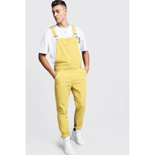 Mens Pure Denim Suspender Pants One-Piece Cargo Jeans 1