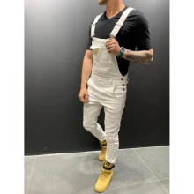 Mens Tie-Dyed Denim Suspender Pants Youth Red Slimming Slimming Solid Denim Suspenders