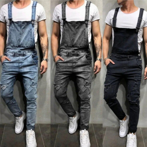Mens Dungarees Tooling Casual Shoulder Strap Jeans 2