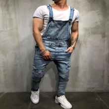 Mens Denim Suspender Pants Jumpsuit Suspender Jeans
