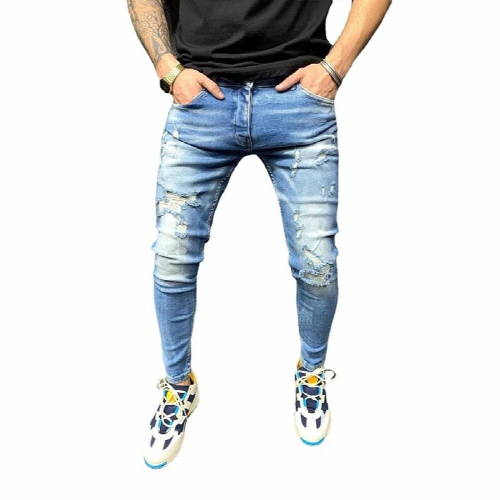Mens Jeans Holes Stretch Jeans Tight Jeans Jeans Streetwear Men Denim
