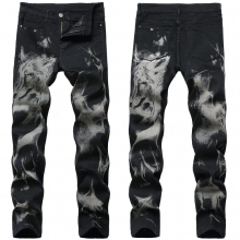 Mens Printed Jeans Figure of the Wolf Printed Jeans