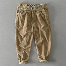 Autumn and Winter Trousers Mens Cotton Vintage Solid Casual Corduroy Pants Loose Casual Belt Elastic Cargo Pants