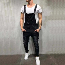 Mens Casual Jumpsuits Jeans Ripped One-Piece Hole Distressed Denim Bib Overalls For Man Suspender Pants S-XXXL