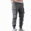 Bunched overalls with multi-pocket drawstring solid mens slacks with zipper 3