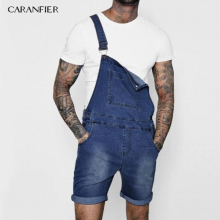 Jeans Mens Jumpsuits High Street Distressed Denim Bib Overalls For Man Knee Kength Jeans Wash Pocket Trousers Pants