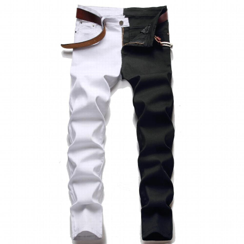 Mens Pleated Motorcycle Jeans Stretch Jeans 2