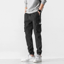 Mens Stretch Casual Plus Size Overalls Jeans Mens Loose Autumn Harlan Bundle Feet Long Pants
