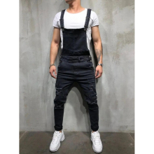Mens Denim Jeans Overalls Carpenter Trousers Bib Jumpsuits Moto Pants