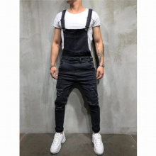 Mens Ripped Jeans Jumpsuits Hi Street Distressed Denim Bib Overalls For Man Suspender Pants Size S-XXXL