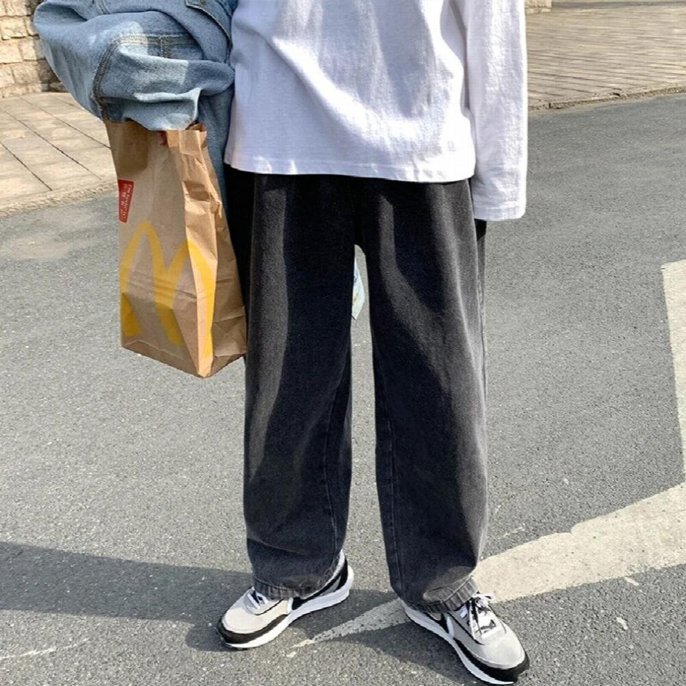 mens clothing spring and autumn fall feeling wide leg jeans mens pants loose straight daddy pants hip hop-image-OPC-PCQR9GV-NEW