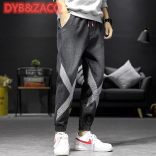 Bunched Jeans for Teenagers Spring and Autumn Loose Nine-minute Pants for Men Wear Cargo Casual Pants S-5XL