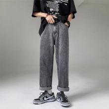 Youth Men Jeans Button Fly Straight Denim Pants M-3XL