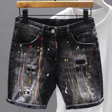 Youth Jeans Summer Mid-Waist Casual Denim Fve-Point Elastic Thin Section Jeans For Men