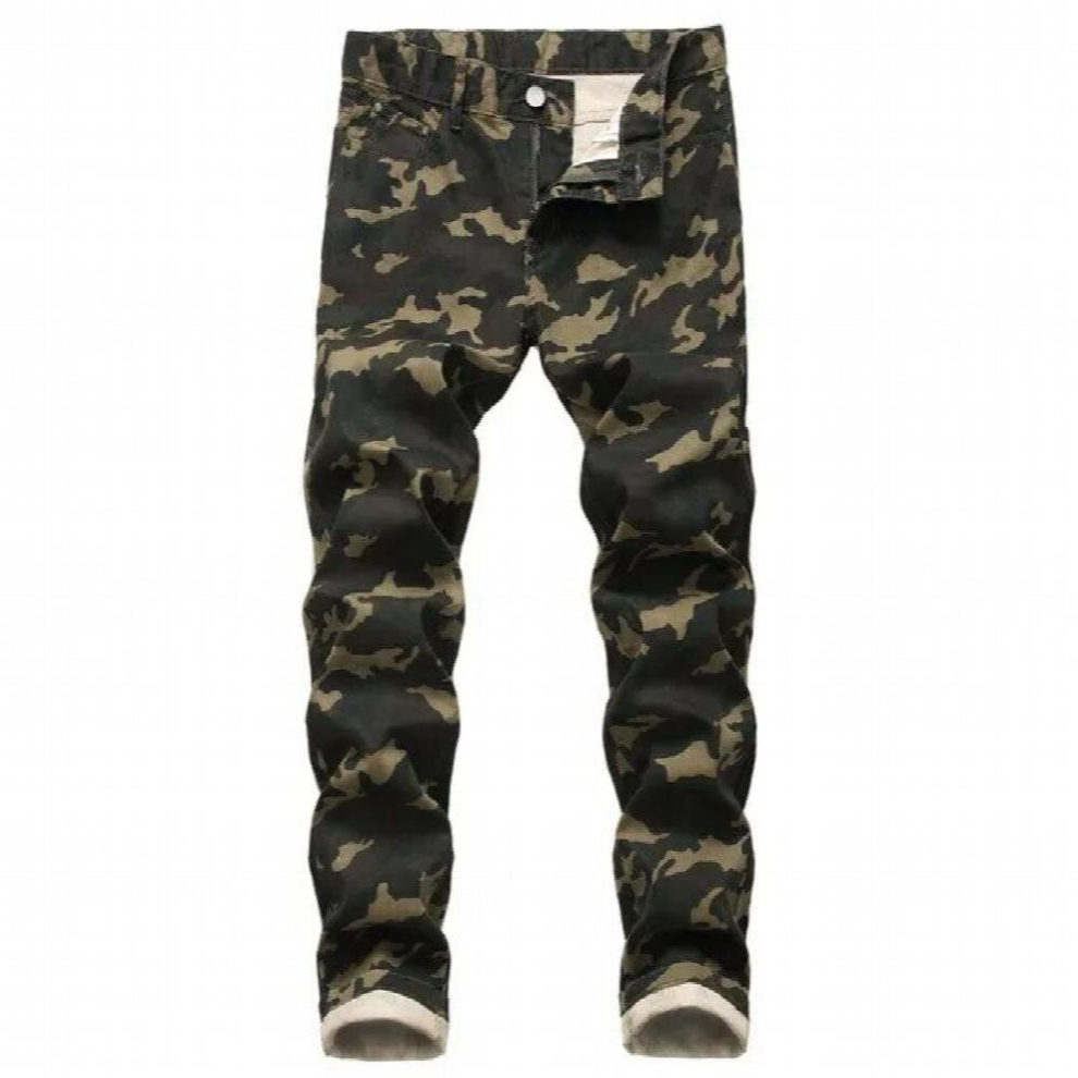 Men Stretch Jeans Army Green Printed Denim Casual Pants Camo Jeans Man Personality Plus Size 40 42 Trousers-image-OPC-PCQRCVP-NEW