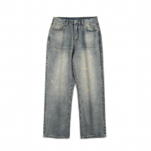 Youth Boy Autumn and Winter High Street Retro Straight Loose Washed Nostalgic Jeans Straight Loose Trousers