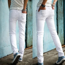 Mens Streetwear Casual Skinny Jeans For Boy Male Stretch Twill Clothes For Teenagers School Pants