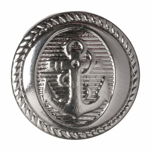 Hemline Round Anchor Buttons  Silver - per pack of 7