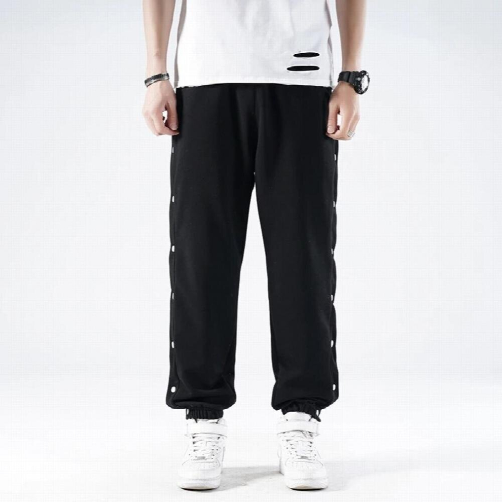 Open-Breasted Guard Men Pants Spring Summer Thin Cotton Elastic Waist Sports Trousers Men Loose Feet Wide Legs Casual Pants-image-OPC-PCQRJ2J-NEW