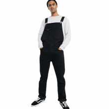 Men Jeans Solid Bib Suspenders Jumpsuit Male Overalls Full Length Denim Pants Mameluco Hombre Trabajo