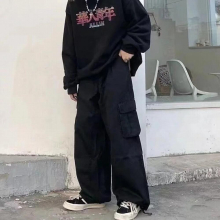 Retro Beige Overalls Jeans Womens Wide Leg Style mens Trousers High Waist Loose Casual Trousers Vintage Street