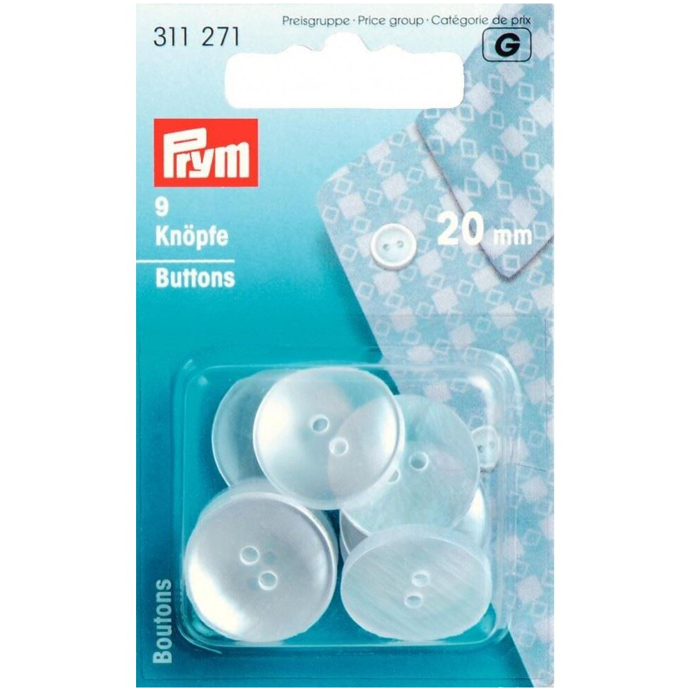 Prym Boil Resistant Overall Buttons Clear - Per Pack Of 9
