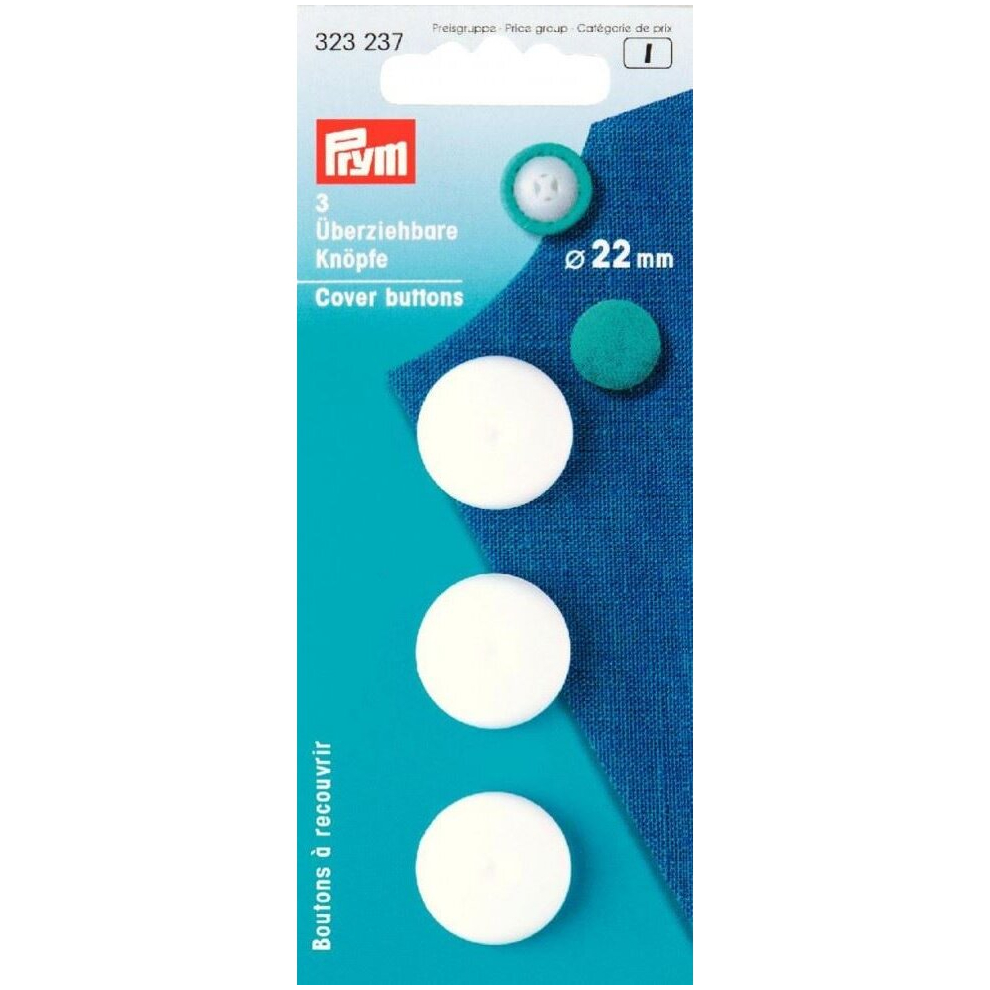 Prym Plastic Cover Buttons  White - per pack of 100