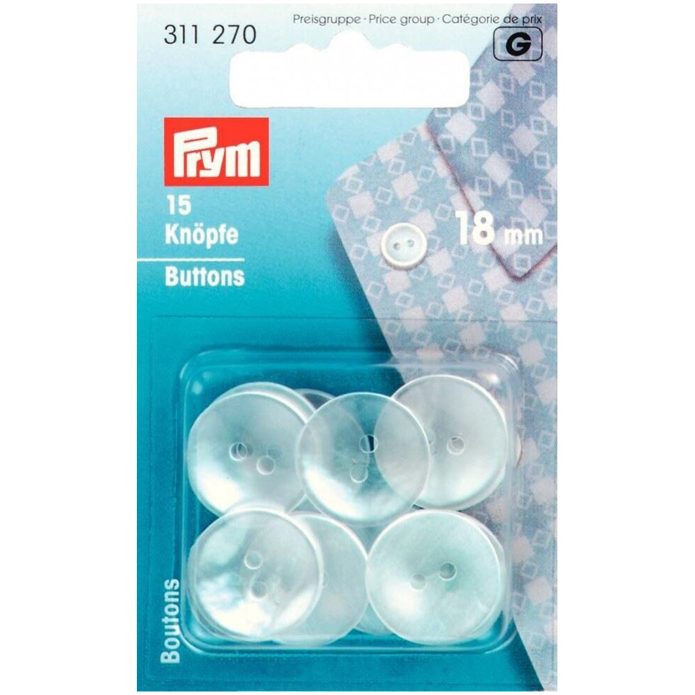 Prym Boil Resistant Overall Buttons Clear - Per Pack Of 15