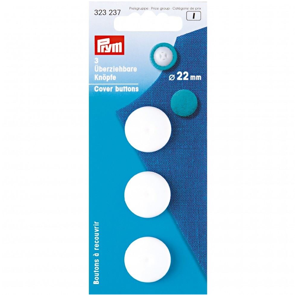 Prym Plastic Cover Buttons  White - per pack of 3