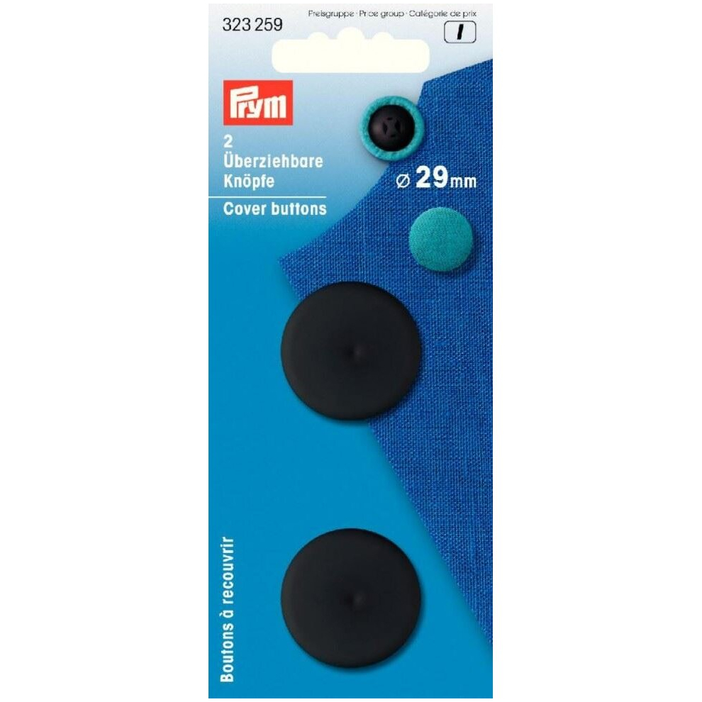 Prym Plastic Cover Buttons  Black - per pack of 50