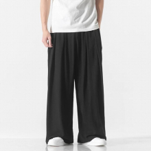 Style Cotton Linen Mens Harem Pants Casual Solid Trousers Male Wide Leg Casual Vintage Large Size Woman Sweatpants Pants