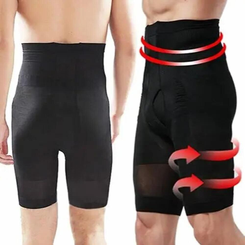 Men Short Fat Burning Flat Stomach Compression High Waist Shape Leggings 1