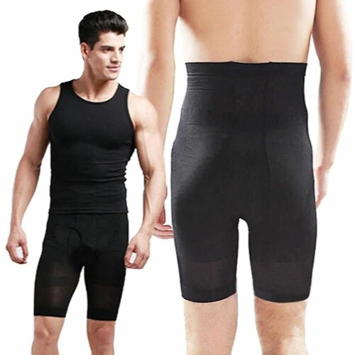 Men Short Fat Burning Flat Stomach Compression High Waist Shape Leggings 2