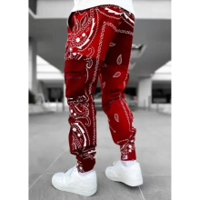 printed cashew flower harem pants men European and American loose street multi-pocket overalls mens feet