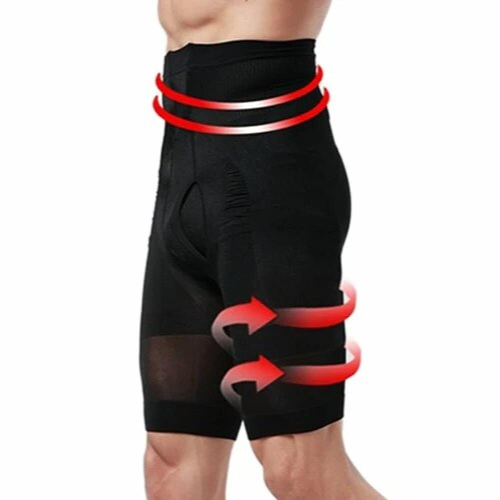 Men Short Fat Burning Flat Stomach Compression High Waist Shape Leggings