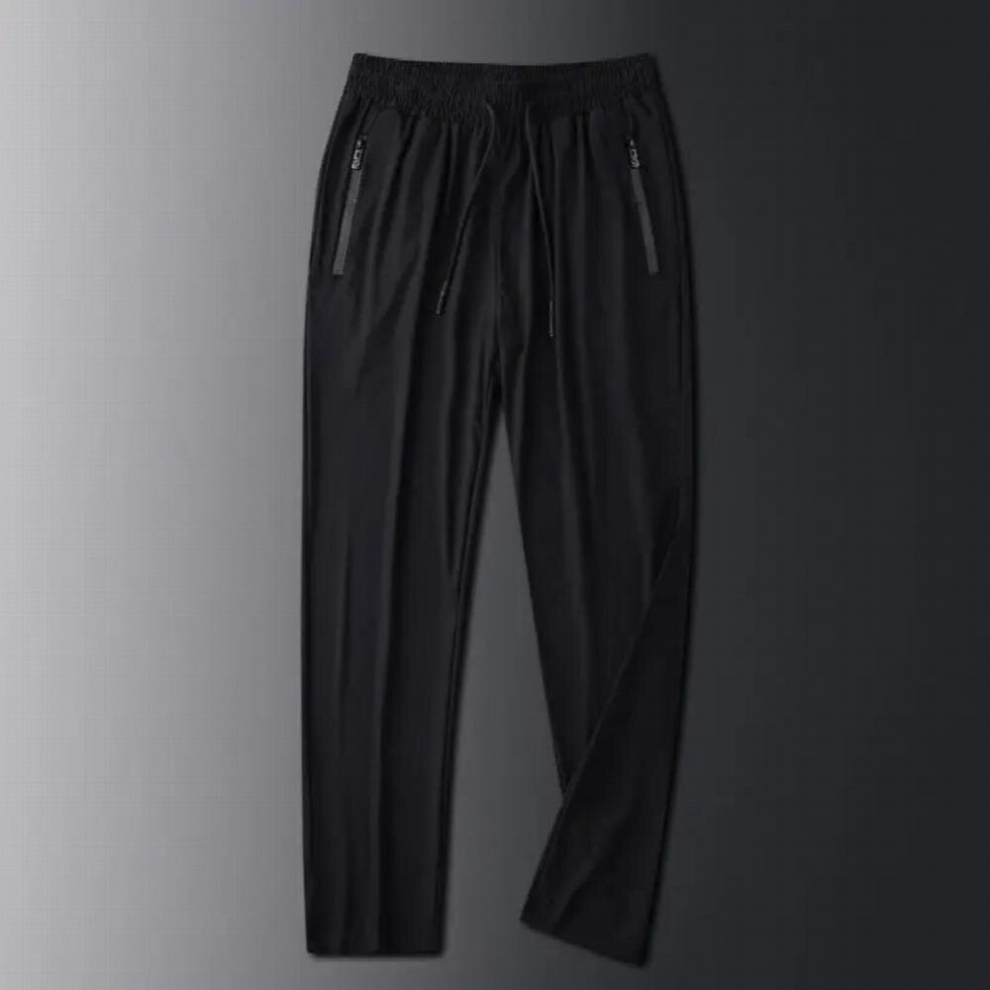 Ice Silk Mens Pants Summer Thin Elastic Sports Pants Mens Breathable Sweatpants Mens Straight Elastic Waist Loose Pants-image-OPC-PCQRNTD-NEW