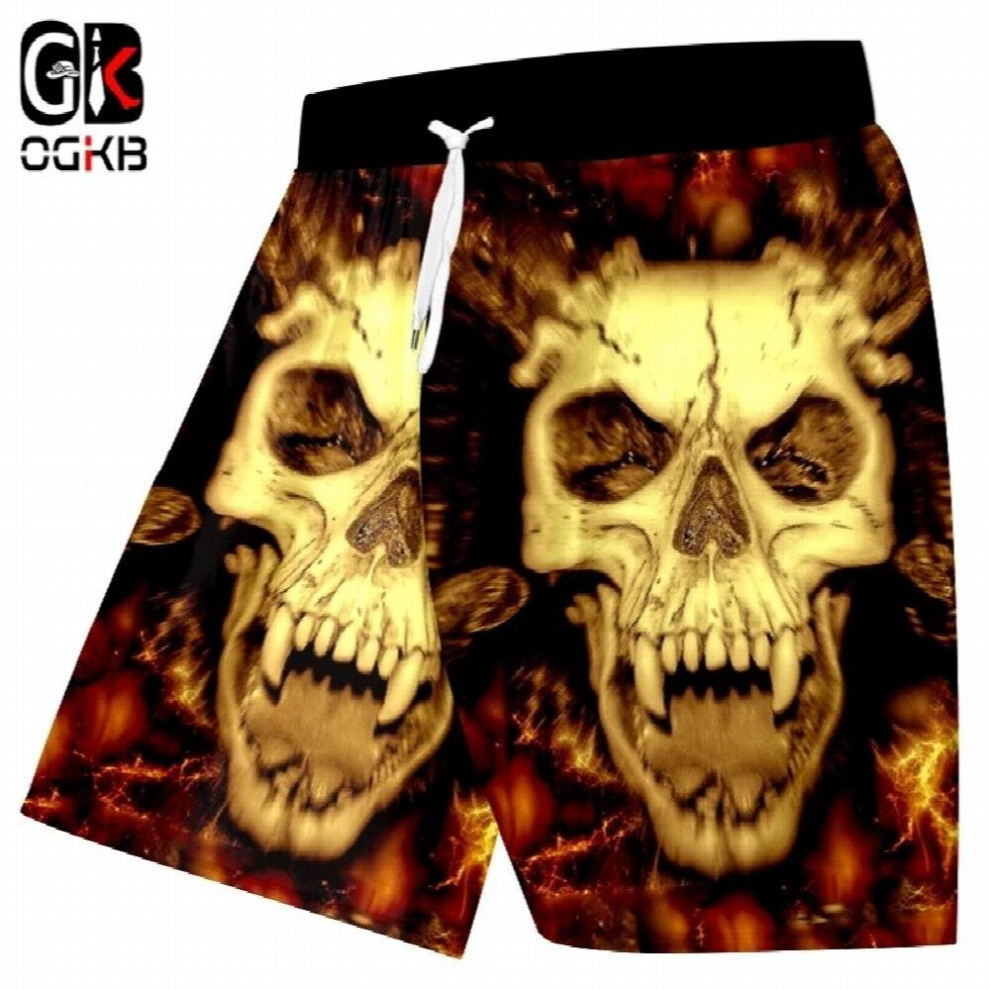 Unisex Beach Shorts Print Flame Skull King 3D Board Bebermuda Shorts For Women/men High Waist Elastic Boxers Trousers-image-OPC-PCQRPZP-NEW