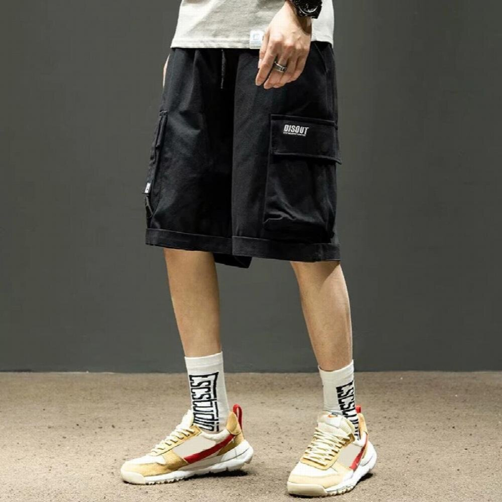Loose Mens Shorts Summer Casual Sweatpants Multi-pocket Solid Mens Clothing Harajuku Overalls Men Drawstring Mens Shorts-image-OPC-PCQRMSC-NEW