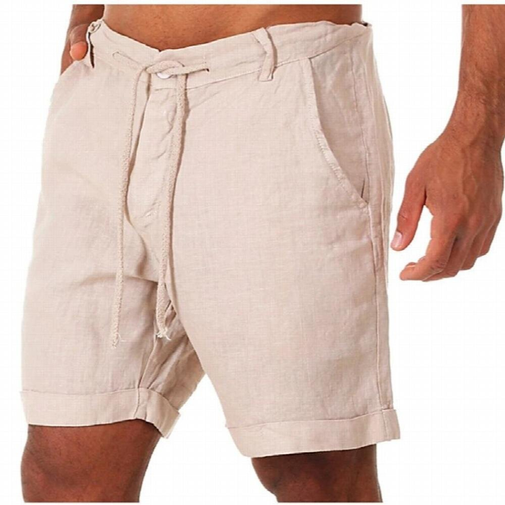 Summer Cotton Linen Shorts Men Casual Beach Short Pants Grey Joggers Sweatshorts Homme Drawstring Shorts-image-OPC-PCQRQ9Z-NEW
