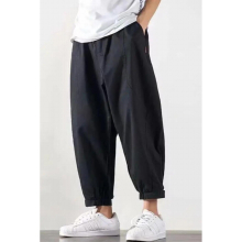 Men Overalls Mens Denim Trousers Youth Mens Pure Cotton ankle-Tied Pants Casual Pants Harem Pants