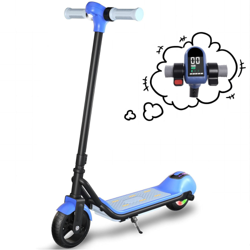 (Blue) Electric Scooters For Kids Bluetooth LED Display 14km/h Pedal Lights