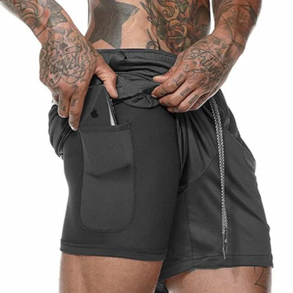 2 in 1 Gym Shorts Men Running Shorts Quick Dry Summer Mens Shorts Built-in Pockets Fitness Sports Men Compression Underwear-image-OPC-PCQRT86-NEW