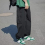 Men Trousers Solid Long Pants Pockets Wide Leg Cargo Trousers 2