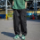 Men Trousers Solid Long Pants Pockets Wide Leg Cargo Trousers 3