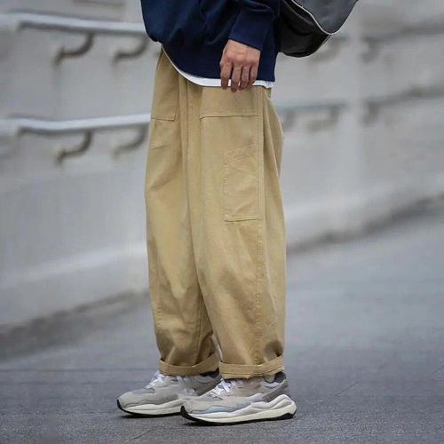 Men Overalls All-match Drawstring Closure Multi-pocket Men Cargo Pants Neutral Trousers 1