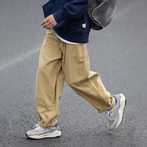 Men Overalls All-match Drawstring Closure Multi-pocket Men Cargo Pants Neutral Trousers 2
