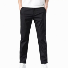 Stylish Men Pants Solid Pockets Temperament Style Mid Waist Trousers