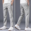 Stylish Men Pants Solid Pockets Temperament Style Mid Waist Trousers 3