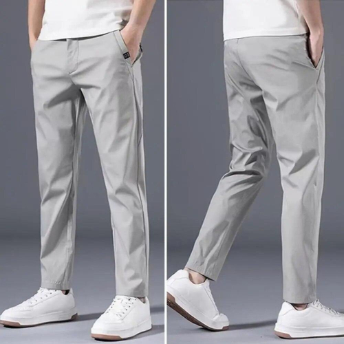 Stylish Men Pants Solid Pockets Temperament Style Mid Waist Trousers 2